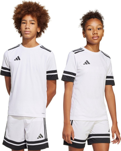 Bluzë sportive për kalamaj adidas Squadra 25 Jr JJ0057, poliester 100%, e bardhë