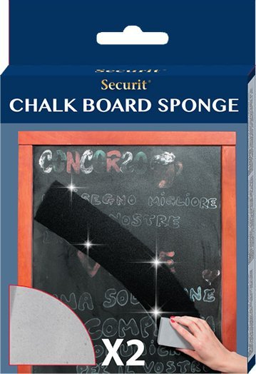 Sfungjer tavoline Securit Chalkboard Sponge, shkumë melamine, set 2 copë, i bardhë