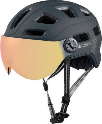 Helmetë çiklizmi Cairn Quartz Visor LED, 56-57 cm, me vizorë, gri e errët
