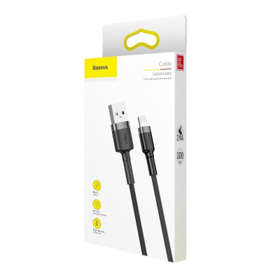 Kabllo Baseus Cafule USB Lightning 1,5A 2m (Gri + E zezë)