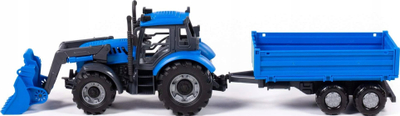 Lodër traktor Polesie Progress 91819, me rimorkio, me ngarkues përpara, blu