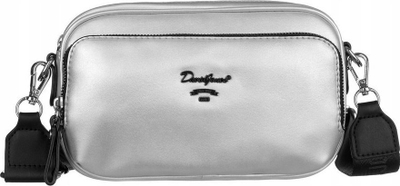 Çantë crossbody për goca David Jones, lëkurë eko, rrip i gjerë, argjend