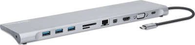 Docking station Manhattan 11in1, USB-C, 4K, gri