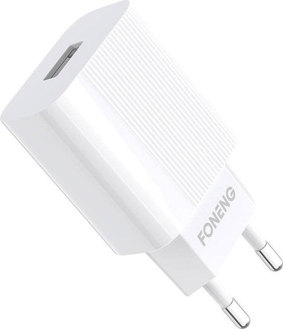 Karikues rrjeti Foneng EU28, USB, 5V 2.1A, me kabllo USB A në USB C, i bardhë