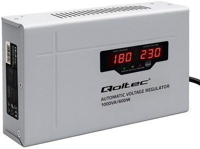 Stabilizues tensioni Qoltec AVR 1000VA, 600W, me ekran LCD, gri