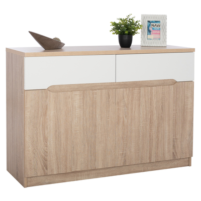 Bife Jolene HM2234.02, 2 sirtarë 4 dyer, 120x40x80cm, sonoma me të bardhë