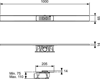 Kanal dushi TECE Lineo 15.301.100, 100cm, i shkurtueshëm, çelik inox i furçuar