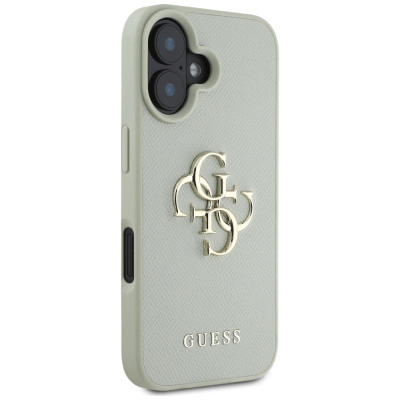 Guaskë telefoni Guess Grained Big 4G Logo për iPhone 16 6.1", lëkurë eko, e gjelbër