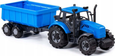 Traktor lodër POLESIE Wader Progress me rimorkio, plastik, blu