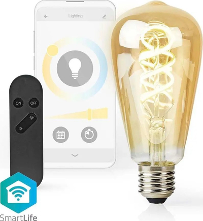 Llambë smart Nedis SmartLife LED Filament ST64, E27, 4.9W 360lm, dritë e ngrohtë në të ftohtë, qelq transparent