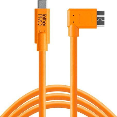Kabllo Tether Tools TetherPro, USB C në USB 3.0 Micro B, me kënd të djathtë, portokalli