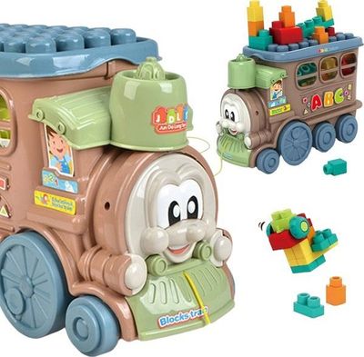 Lodër tren për ndërtim Woopie Big Train, 22 blloqe, për kalamaj 3+, shumëngjyrësh