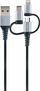 Kабел USB Schwaiger LKU100533, USB A во USB C microUSB Lightning, 1.5m, црн