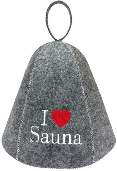Kapelë për sauna Flammifera I Love the Sauna, material i fortë për sauna, e bardhë