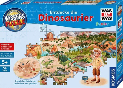 Puzzle edukativ KOSMOS WAS IST WAS Junior Dinosaurusë, 54 copa, 5+, shumëngjyrësh