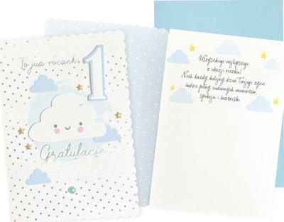 Kartolinë urimi Dream Cards First Birthday B6, ditëlindja e parë, blu e çelët