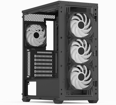 Kasa kompjuteri AeroCool D501A G BK V2, MIDI ATX, panel dekorativ dru, e zezë