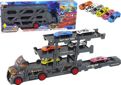 Lodër kamion transporti Leantoys me 3 kate palosëse, 6 makina, gri