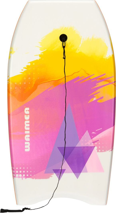 Dërrasë bodyboard Waimea EPS Print Slick, për të rritur, me litar, e bardhë portokalli vjollcë