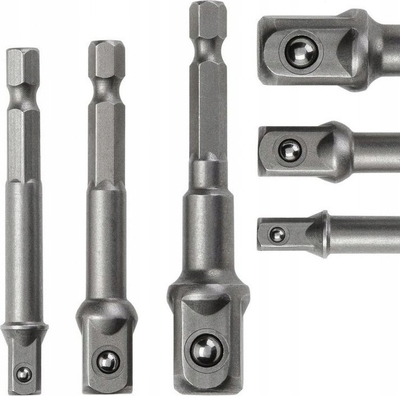 Set adapterësh për kapëse, 3 copa, 1/2" 3/8" 1/4", metalik