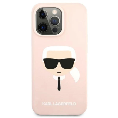 Mbrojtëse telefoni Karl Lagerfeld Liquid Silicone Karl Head për iPhone 13 Pro Max, silikon, rozë e hapur