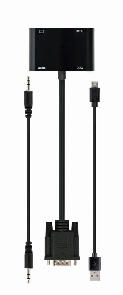 Adapter video Gembird A-VGA-HDMI-02, VGA në HDMI, Full HD 1080p, i zi