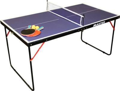 Tavolinë pingpong Master Mini Table Fun, 137x76x67 cm, palosëse, blu