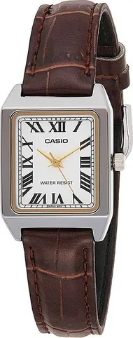 Ora dore Casio LTP-V007L-7B2, analoge, rrip lëkure, cipë e bardhë