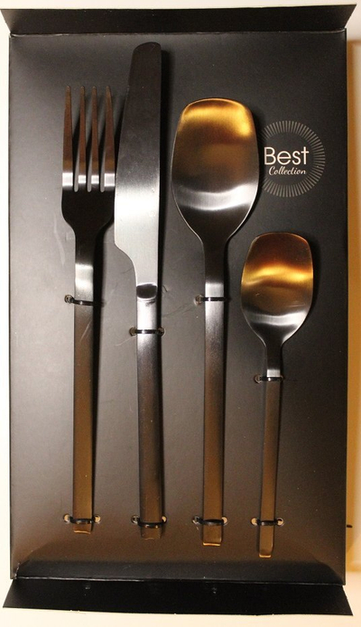 Set lugësh dhe pirunësh Black Modern, 24 copë, çelik inox, i zi mat