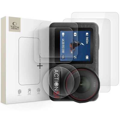 Xham i temperum Tech-Protect Glass Fit+, 2 copë, për DJI Osmo Action 5 Pro, transparent