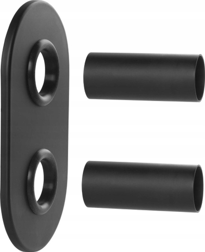 Set rozetash Invena Duplex, ovale dyshe, çelik inox, të zeza