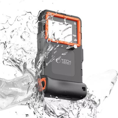 Футрола за нуркање Tech-Protect Case Housing IPX8, универзална 4.7-6.7\", црно-портокалова