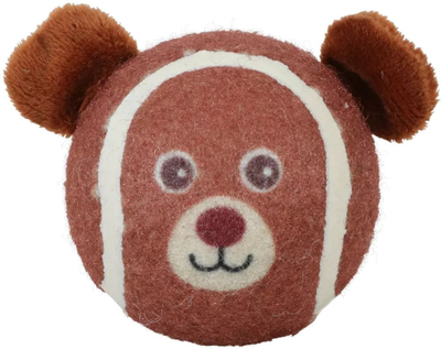 Играчка за кучиња Zolux Bear Cub, тенис топка со свирче, глава на мече, многуобоена