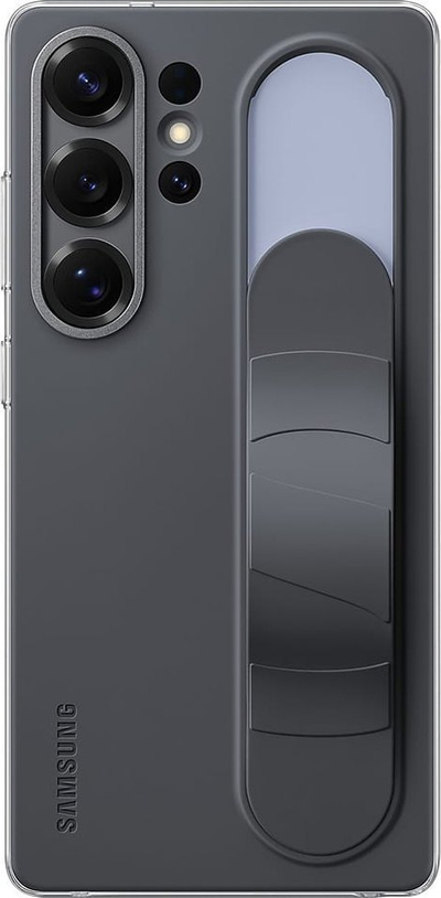 Mbrojtëse telefoni Samsung Silicone Standing Grip Case Galaxy S25 Ultra, silikon, me këmbë mbajtëse, gri e errët