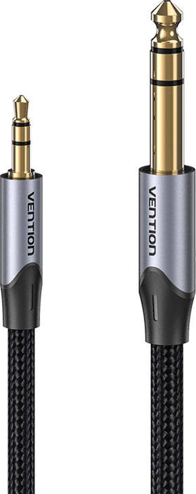 Kabllo audio Vention TRS 3.5mm me 6.5mm, 5m, pambuk i gërshetum, gri
