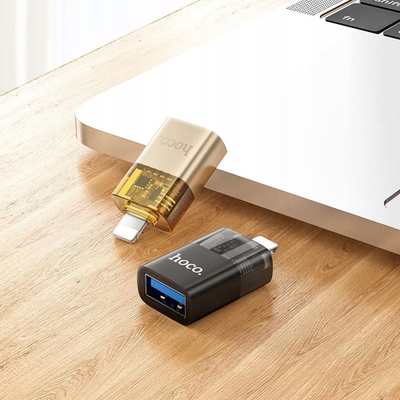 Adapter OTG Hoco UA36, Lightning në USB A, i zi