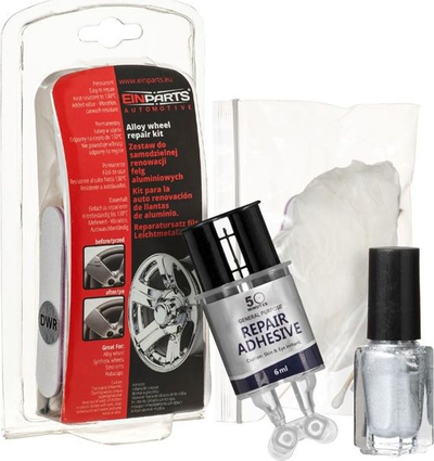 Set për riparu felne alumini EinParts EPDIYWR, ngjitës 6 ml, bojë argjendtë