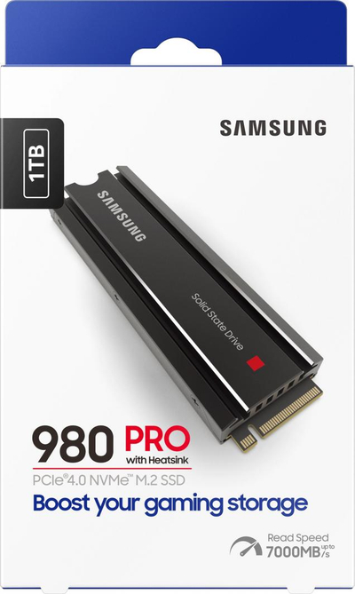 Disk SSD Samsung 980 PRO, PCI-E x4 Gen4 NVMe, 1 TB, 7000 MB / s, 5000 MB / s
