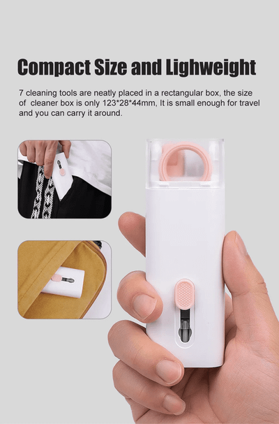 Set pastrimi për pajisje elektronike Hutini 10246, brushë me fibra + sfungjer anti-bakterial + sprej të rimbushshëm + brushë silikoni