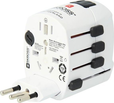 Adapter udhëtimi Skross PRO World USB 7A, universal, me dalje USB, i bardhë