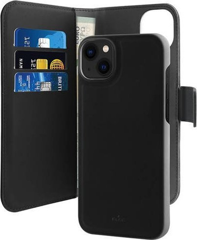Këllëf portofol Puro Wallet Detachable 2 në 1 për iPhone 13/14, magnetik, me xhepa kartash, i zi