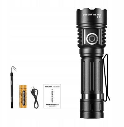 Elektrik dore Superfire L21, 1350 lm, 3000 mAh, i zi