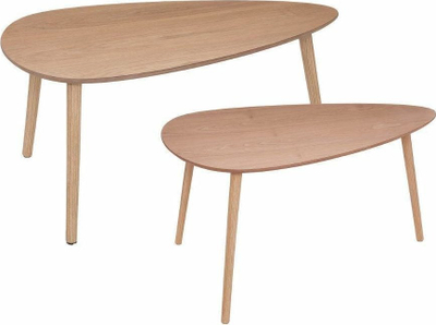 Tavolinë e ulët Atmosphera Mileo Natural X2, set 2 copë, MDF dhe dru pishe, bezhë