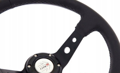 Volan MTuning Steering Wheel Pro 350mm, offset 80mm, lëkurë, i zi