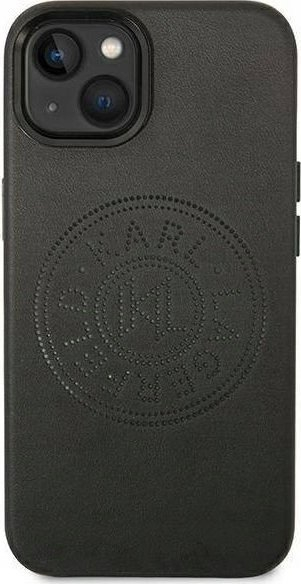 Kapak telefoni Karl Lagerfeld Leather Perforated Logo për iPhone 14 Plus, TPU, i zi