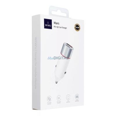 Полнач за автомобил WiWU Mars Series Wi-QC022, 52.5W PD QC, 1xUSB-A 1xUSB-C, бел