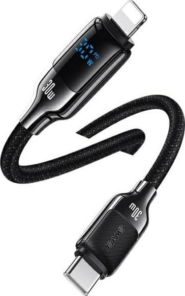 Kabllo USB C në Lightning Usams HX, 1.2m, 30W, me ekran digjital