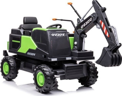 Lodër eskavator me bateri Lean Toys Volvo DK-VE888, për kalamaj, plastike, jeshile
