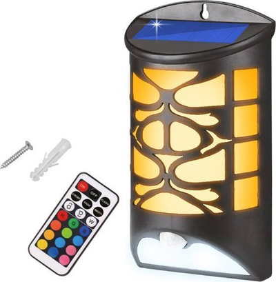 Lampë murale diellore LTC, 10W, me sensor lëvizje, IP65, e zezë