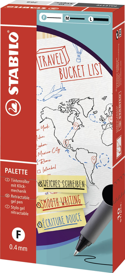 Stilolaps roller Stabilo Palette F, paketim 10 copë, bojë e zezë